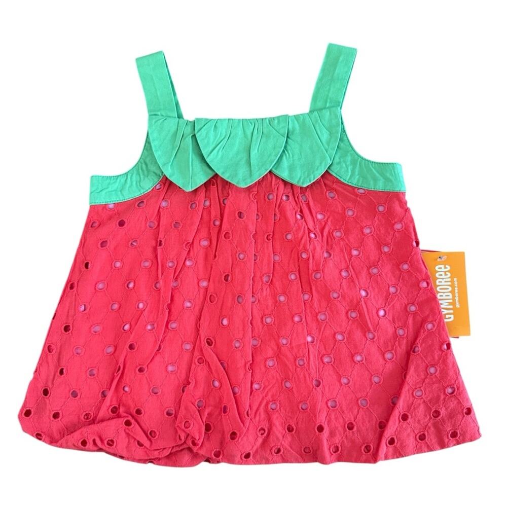 Gymboree Girls’ Strawberry Patch Eyelet Bubble Top Red Green Size 2